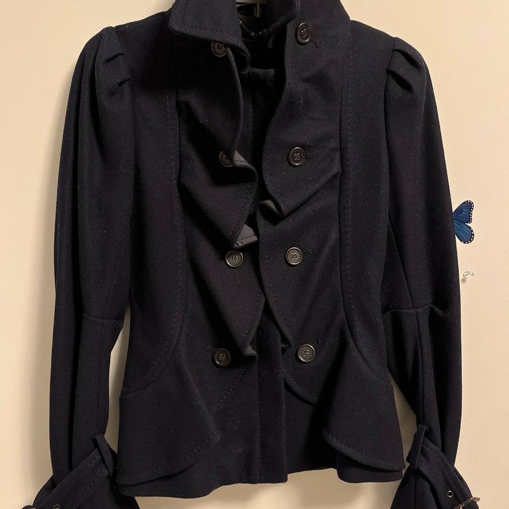BCBGMaxAzria Black Ruffled Blazer
